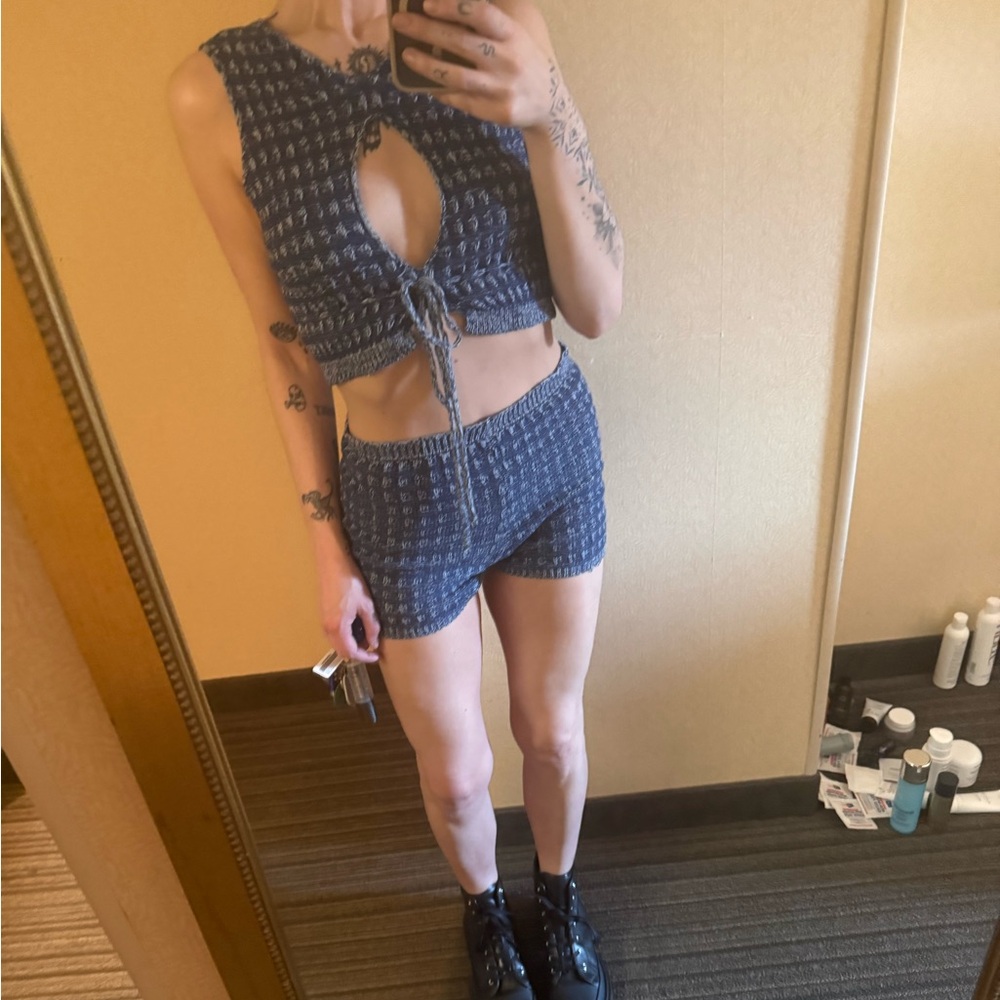 Blue Knit Two-Piece Set - Picture 2 of 5